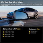 OEM Side Rear View Mirror Compatible with 2020-2023 Tesla Model Y Anti-Glare Glass with Mirror Memory Power Heated Power Folding