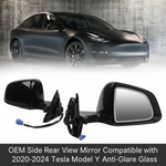 OEM Side Rear View Mirror Compatible with 2020-2023 Tesla Model Y Anti-Glare Glass with Mirror Memory Power Heated Power Folding